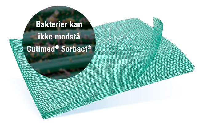 Billede, der viser en Cutimed® Sorbact® B-bandage. Billede, der viser en Cutimed® Sorbact® B-bandage.